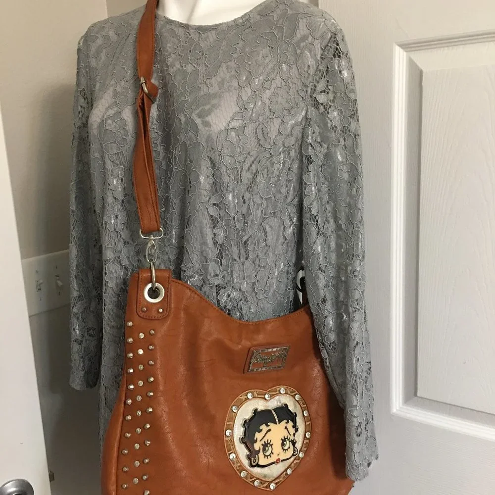 Betty Boop Faux Leather Brown Purse 17x12 - LAST ONE